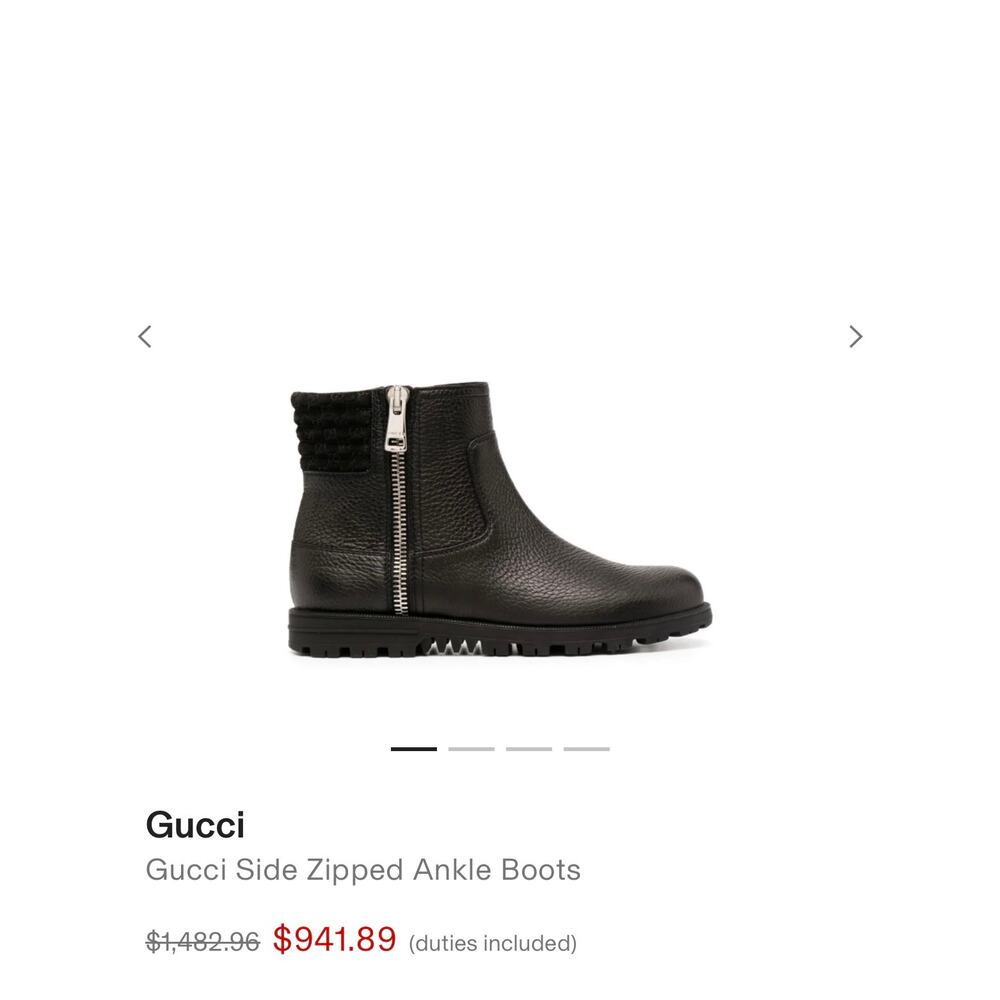 Gucci GG Black Leather Ankle Booties Women's Size 38 Moto Boots